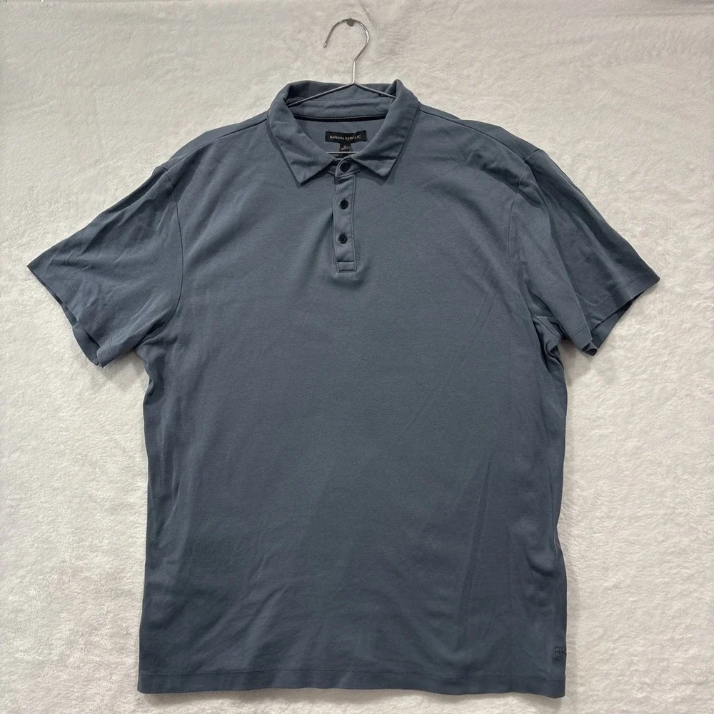Banana Republic Luxury Touch Polo Shirt Mens XL Short Sleeve Steel Blue Golf